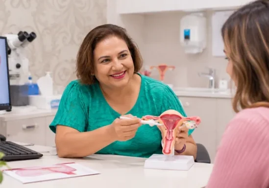 Gynecology Consultation with Anatomical Model